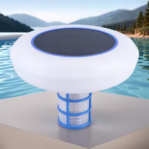 Solar Pool Ionizer 7-Colored LED Night Light Copper Pool Cleaner Copper Pool Ionizer Floater for Fre