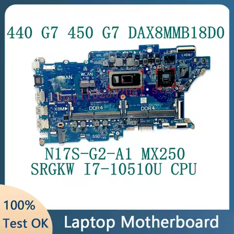 DAX8MMB18D0 Mainboard For HP ProBook 440 G7 450 G7 Laptop Motherboard W/SRGKW I7-10510U CPU N17S-G2-