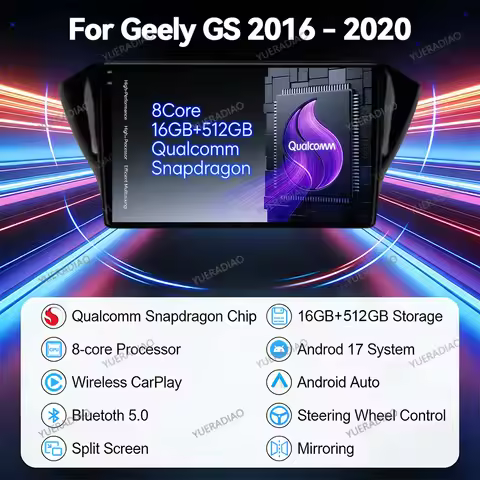 Android 17 Car Radio For Geely GS 2016 - 2020 Emgrand EC7 1 2018 - 2020 QLED Head Unit 4G WIFI BT 2D