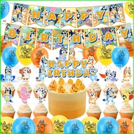 B4 Bluey Theme kids birthday party decorations banner cake topper balloon set supplies 4B