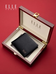 ELLE HOMME | Sleek Leather Wallet Short Style