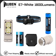 WUBEN E7 Best Rechargeable Headlamp 1800 lumens Include One 26650 Battery(White-Cold White)