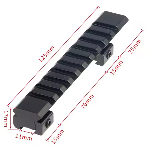 10 Slots 11mm to 20mm Picatinny Dovetail Rail 125mm Airsoft Rifle Gun Scope Mount Rail Adapter Hunti