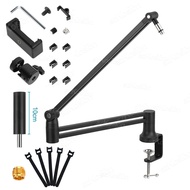 FCAdjustable Microphone Boom Arm Extended Riser with Cable Management Low Profile Mic Arm Gaming Mic