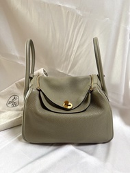 Lindy 26 鼠尾草綠 金扣 95新 Hermes