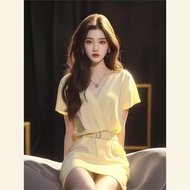 Yellow T-shirt Skirt Suit - Elegant Summer Outfit