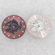 28.5MM Green Luminous Watch Dial Painted Fish Design Dial for NH35/NH36/2836/8215/2813 Movement