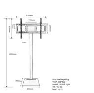 (L99D)TV monitor Floor Stand with wall mount bracket  SPEEDSMOUNT space saving .hide under funiture 