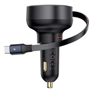 Baseus อะแดปเตอร์ชาร์จไฟในรถ 60W90W พร้อมสายยืดหดได้ รุ่น Enjoyment Pro Car Charger