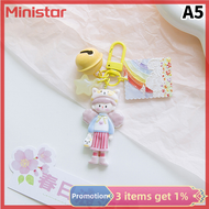 Ministar พวงกุญแจเครื่องประดับผู้หญิงป๊อปคอร์นพวงกุญแจสไตล์ Ins กระเป๋าเรซินตกแต่งเสน่ห์สีการ์ตูนพวงกุญแจน่ารักอุปกรณ์กุญแจรถ