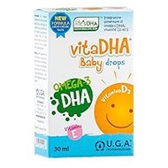 VitaDHA Baby Drops – Reines Omega-3-DHA-Nahrungsergänzungsmittel – Mit Vitamin D3 und E – Für Babys und Kinder – Glutenfrei und laktosefrei – Milch- und Sahnegeschmack – Praktischer Tropfer – 30 ml
