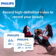 PHILIPS High Speed Memory SD Card for Dashcam 64GB-512GB A2 V30 UHS-I U3 4K 60FPS Video for Camera D