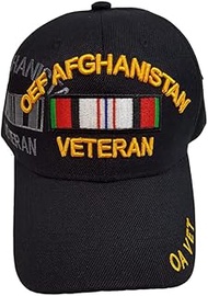 OEF Afghanistan with OEF Afghanistan Veteran Ribbon Shadow Black Baseball Cap