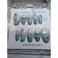 ［Ready Stock］渐变蓝白手工穿戴甲💟XS SIZE‼️White blue colour hand made fake nail💟XS SIZE