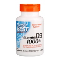 ✅READY STOCK✅ Doctor's Best, Vitamin D3, 25 mcg (1,000 IU), 180 Softgels (D-3, D 3, 1000IU, 1000 IU, Bone, Calcium Absorption)