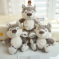 LON Cute Stuffed Wolf Plush Toy for Girlfriend Plushie Doll Simulation Grey Wolf Pillow Sleeping Stu