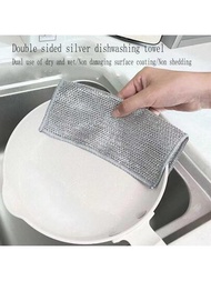 4入組廚房清潔用不鏽鋼絲海綿布,適用於鍋具和碗盤清洗的不粘油刷
