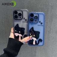 Cute Black Cat Phone Case With Lens Glass For OPPO A17 A16 A16S A16K A16E A15 A15S A12 Reno 8T 8Z 7Z