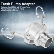 Domary Stainless Steel Trash Pump Adapter DN20 3/4 B Camlock Fitting Male Pipe Threads for Vacuum Tr