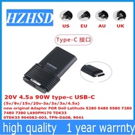 Charge☎20V 4.5a 90W ประเภท C USB C อะแดปเตอร์ใหม่สำหรับ Latitude 5280 5480 5580 7280 7480 7380 LA90P