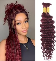 Deep Curly Bulk Human Braiding Hair for Boho Braids, 2 Bundles, 35 cm / 14 Inches, 100 g, #99J Colou