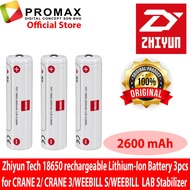 Zhiyun Tech 18650 rechargeable Lithium-Ion Battery 3pcs for CRANE 2/ CRANE 3/WEEBILL S/WEEBILL LAB Stabilizer 2600