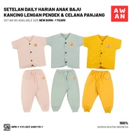 AWAN KIDS - Basic Button Short Sleeve Shirt & Long Pants SET Ages NB-1 Years - SET AW 06