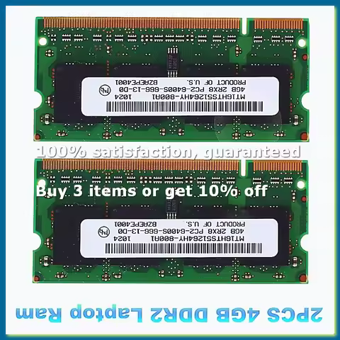 2PCS DDR2 4GB Laptop Ram 800Mhz PC2 6400 SODIMM 2RX8 200 Pins for AMD Laptop Memory-DTA9