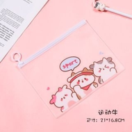 Pouch Zip Lock Kosmetik Transparan Motif Hewan Tas Kosmetik Karakter Dino Bear Cow ZipLock Plastik Z