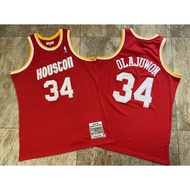 Mens Exquisite Embroidery Jersey Houston Rockets Hakeem Olajuwon Mitchell Ness Hardwood Classics Jer