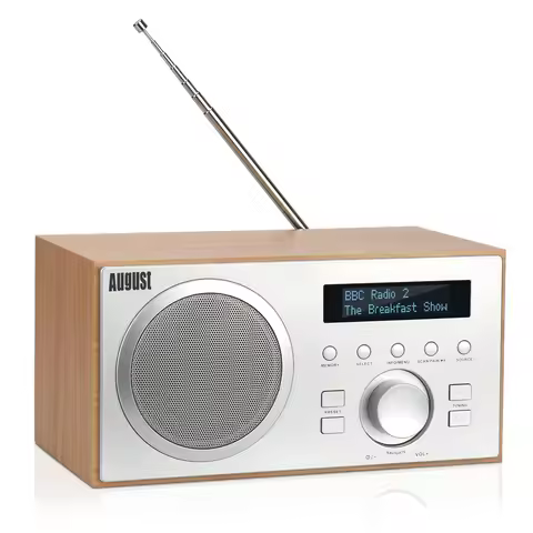 August MB420 DAB FM Bluetooth Wood Radio Digital Terrestrial USB, Digital and Analogue player Hifi A