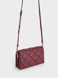 Alcott Scarf Handle Quilted Clutch - Burgundy