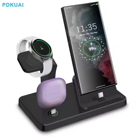 Charging Station for Samsung S23 S22 S21 Z Flip Fold 3 in 1 Type C Fast Wireless Charger Dock Stand