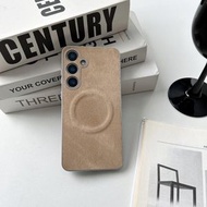 三星電鍍銀牛仔磁吸適用於三星s25Ultra手機殼S24plus創意s24防摔保護套-淺棕 三星Galaxy S24