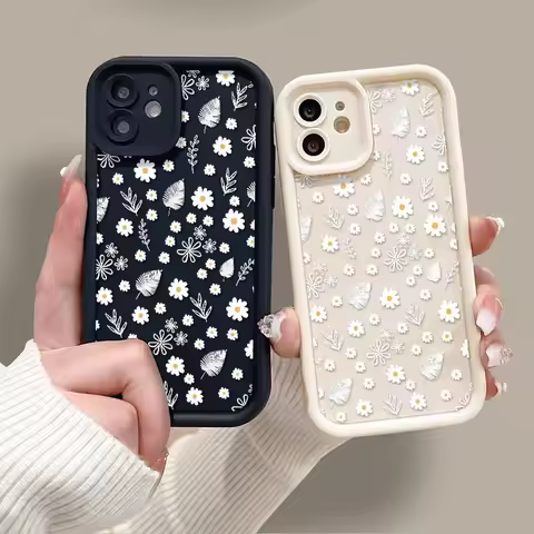 White Daisy Floral Flower Casing For Xiaomi MI 15T 15 Ultra 17 Pro Max POCO F7 M7 X7 X5 F5 X6 PRO M6
