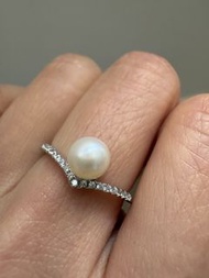 淡水珍珠S925純銀戒指，Freshwater Pearl s925 silver  ring,rings,earrings,earring,bracelets,bracelet,pendant, 白