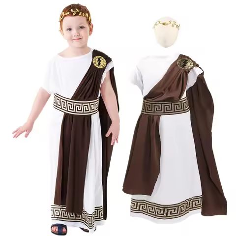 Halloween Kids Child Ancient Greek Mythology Caesar God Zeus Cosplay Costume Boy Roman Grecian Toga 
