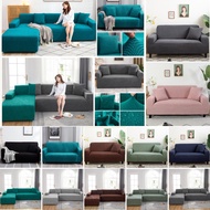 Sofa Cover Gray Elastic Stretchable L Shaped 1/2/3/4 Seat Cover Single Waterproof Sofa set Cover