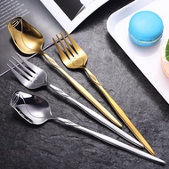 [Free Shipping] Creative Rose Flower Spoon Stainless Steel Spoon Student Canteen Rice Spoon Fast Gift Spoon Fork Love Fruit Salad Fork