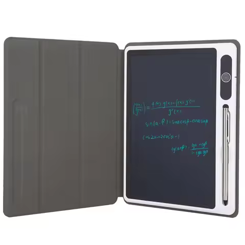 Black LCD Writing Tablet Small Light-Powered Handwriting Pad Lightweight with Leather Sleeve Graphic