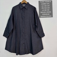 Tunik Kemeja Jumbo Wanita Ld 140 Cm Bahan Jeans Premium