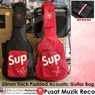 RM 20mm Thick Padded Acoustic Guitar Bag with 2 Pocket Neck Rest Designer Beg Gitar Kapok Akustik TEBAL (RD/BK, Full RD)