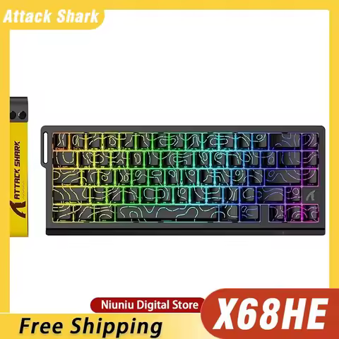 ATTACK SHARK X68 HE Rapid Trigger Keyboard 8000Hz Magnetic 0.01mm RT Accuracy Wired Ergonomics Gamin