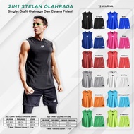 COMBO 2IN1 DRYFIT HOODIE SINGLET SET SPORTY SHORTS FOR MEN AND WOMEN RUNNING SPORTS
