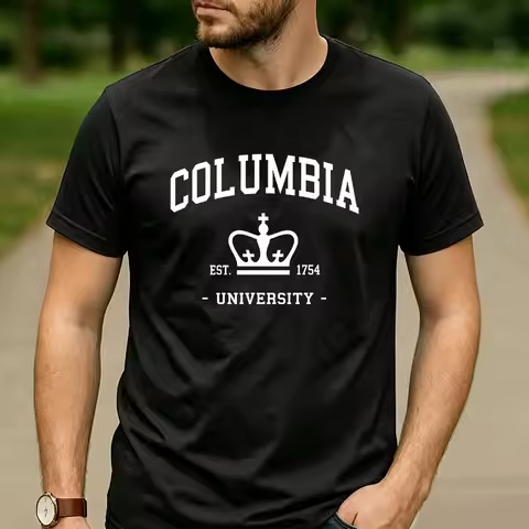 Columbia University Crown Est 1754 Vintage College Graphic T Shirt Unisex Cotton Crew Neck Short Sle