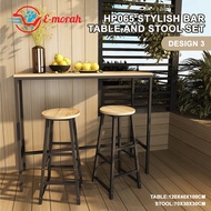 E-Morah HP065 Stylish Bar Table Set (1 TABLE + 2 BAR STOOLS) Dining Table Kitchen Bar Furniture Dini