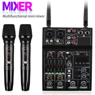 AX2 4-channel DJ Mixer Professional Audio Mixer with Wireless Microone Sound Board Console System Interface Portable Dua