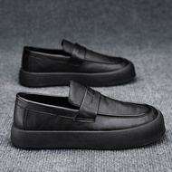 Casual Leather Shoes Men's Summer Slip-On Anti-Slip Soft Leather Lightweight Big Toe British Style B