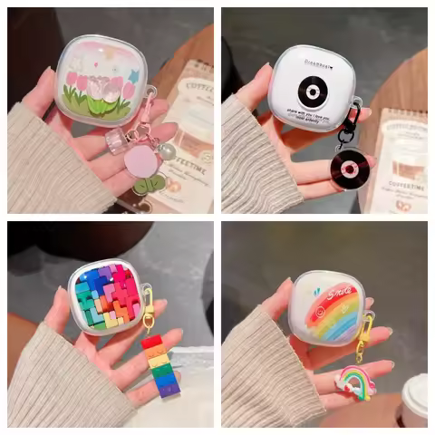 For Redmi Buds 6 Play Pro Lite Active Buds5 7S SE Case 3D Tulip Bowknot Disc Blocks Headphone Protec