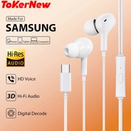 ToKerNew USB Type C Wired Headphones HiFi Stereo With Microphone Earbud For Iphone/Galaxy Series Spo